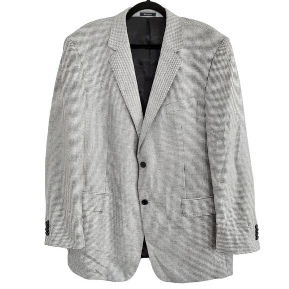 Bernini Beverly Hills Mizanni Luxury Silk Micro Check Blazer Jacket Mens 42L
